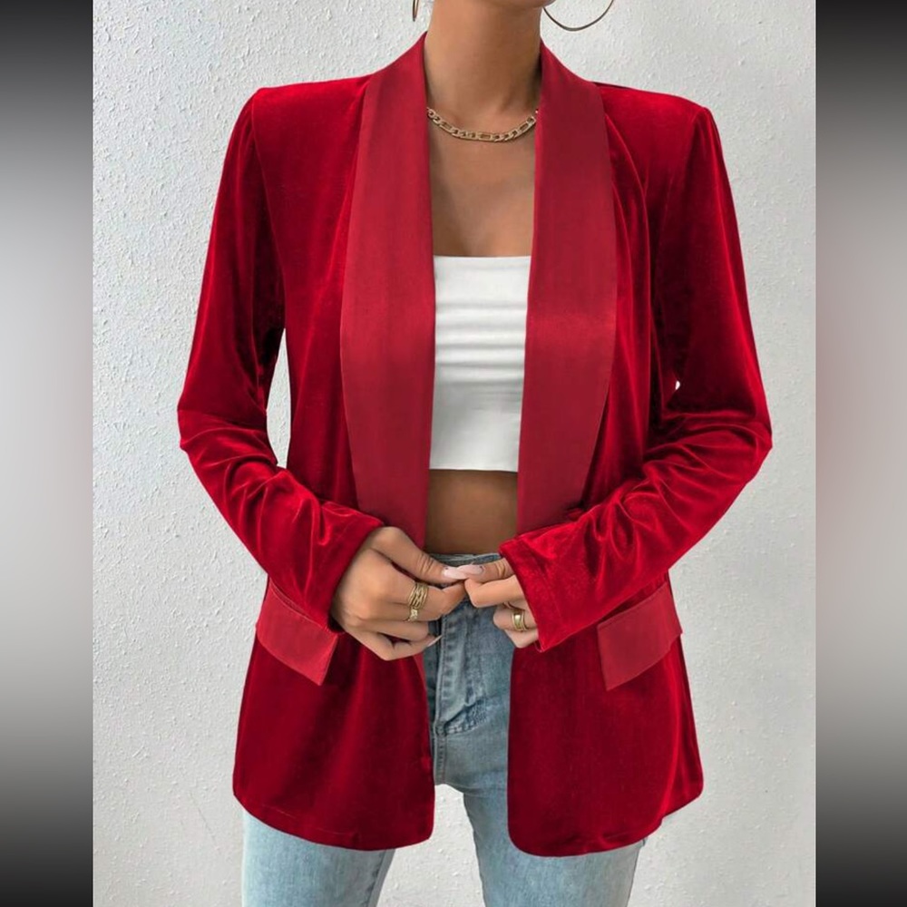 Set of 2 Emerald green / red blazer jacket- velvet velour - Picture 5 of 11